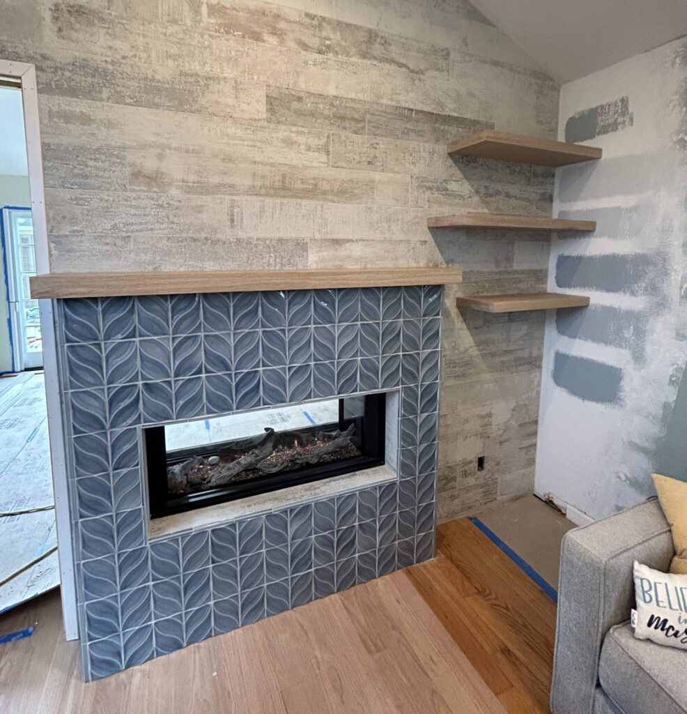 Custom Fireplace Mantel and Shelves