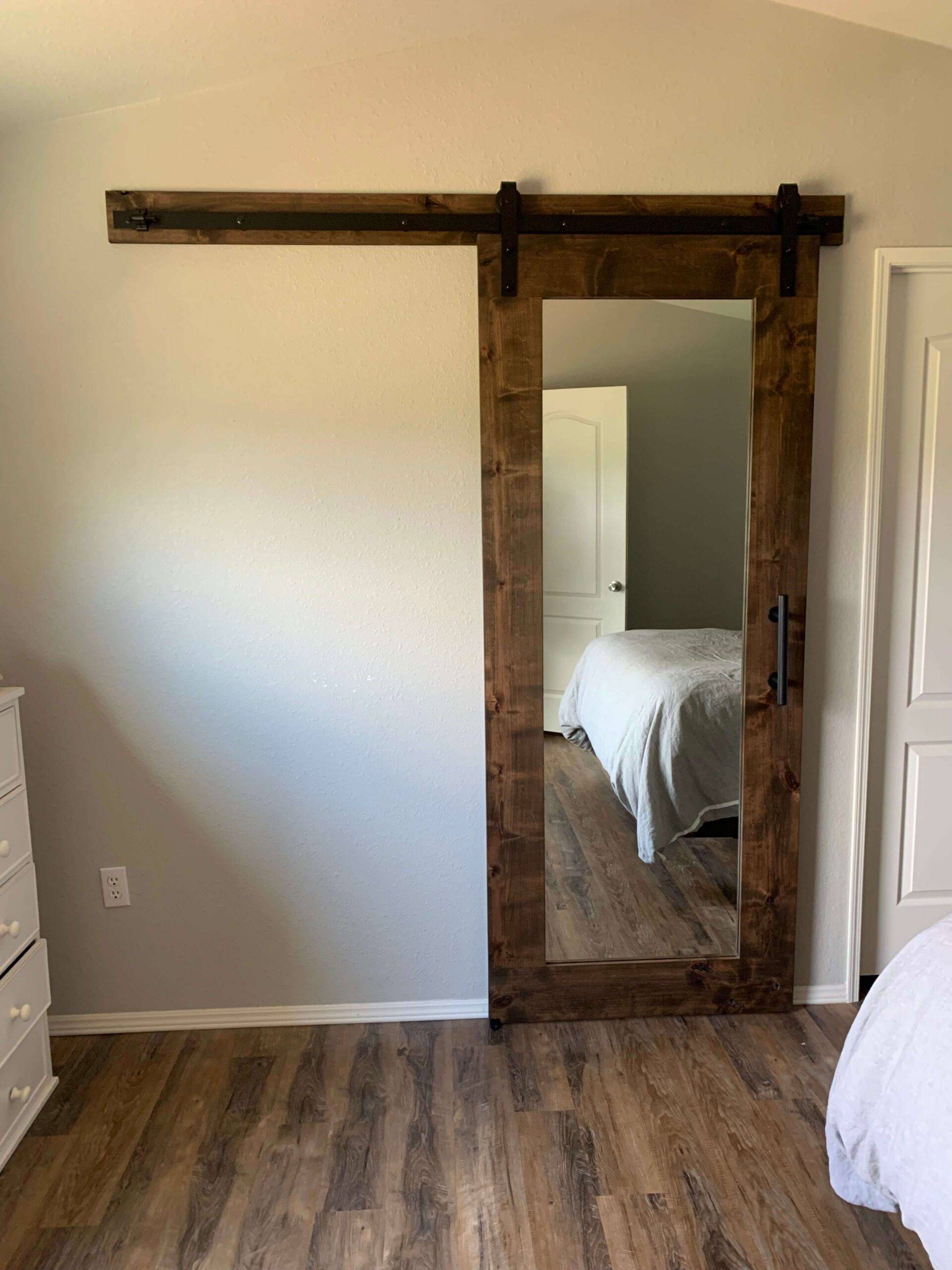 custom barn door with mirror