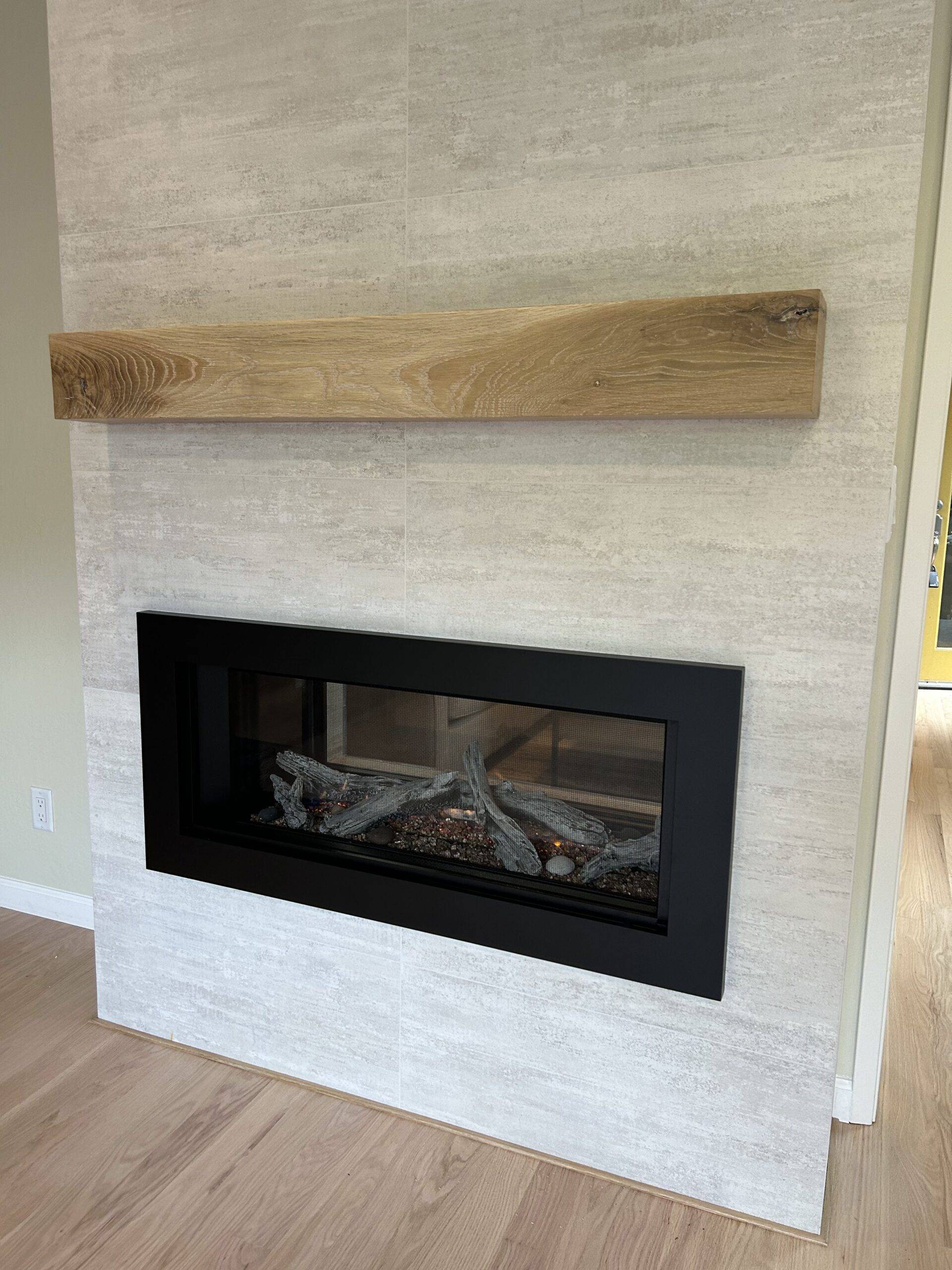 white oak fireplace mantel