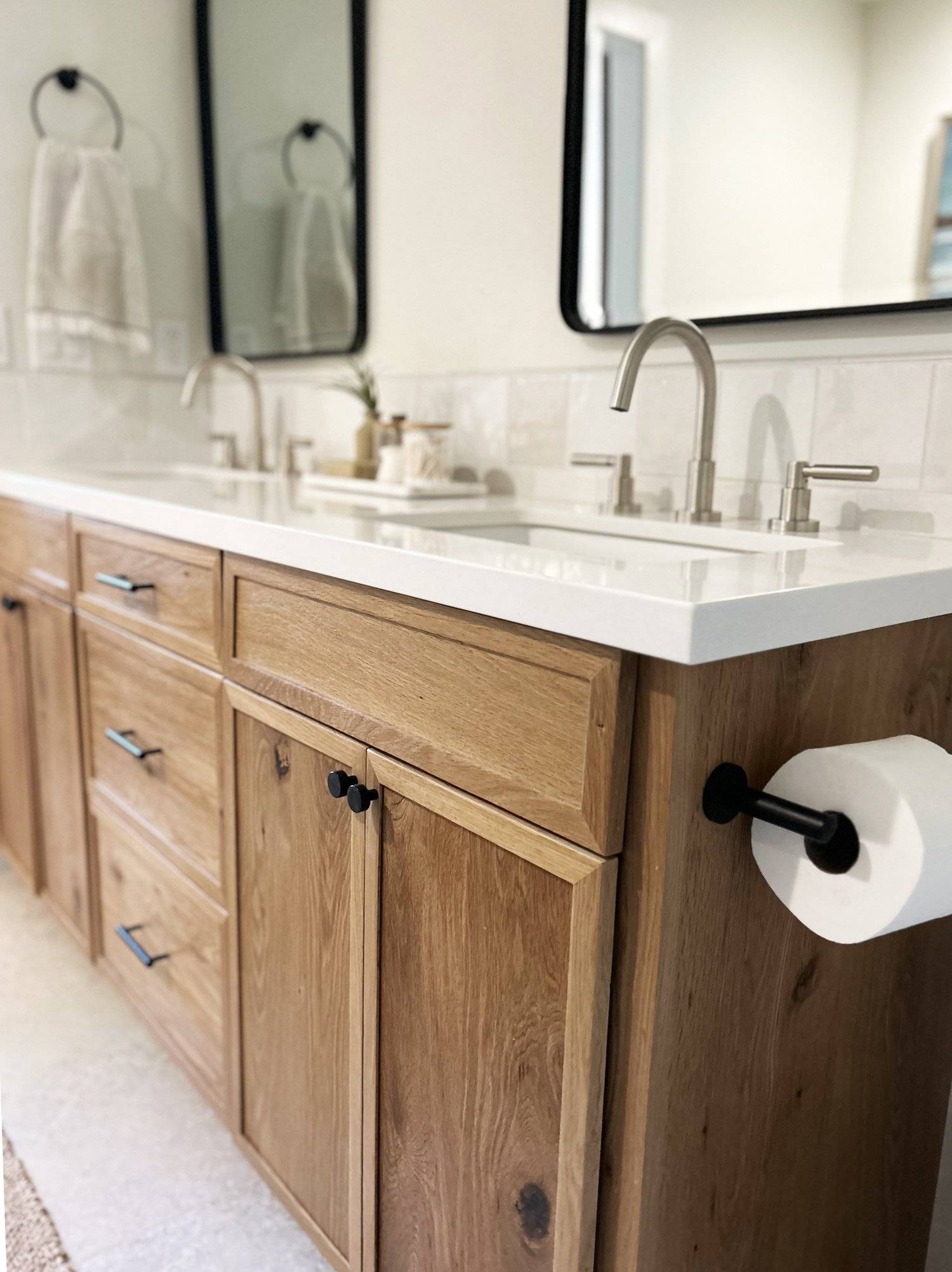 slim shaker white oak bathroom vanity