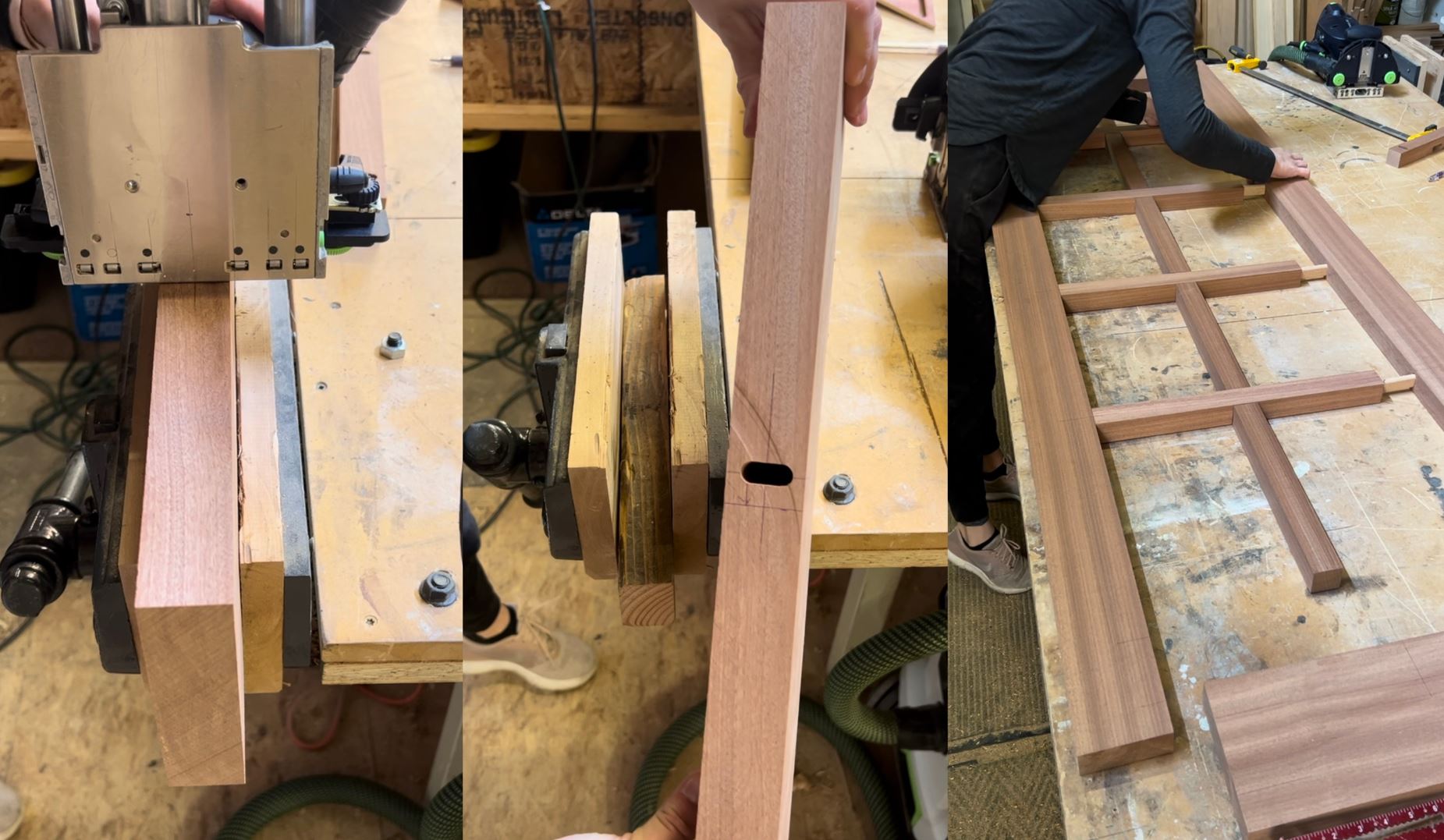 Process for assembling the French door pieces
